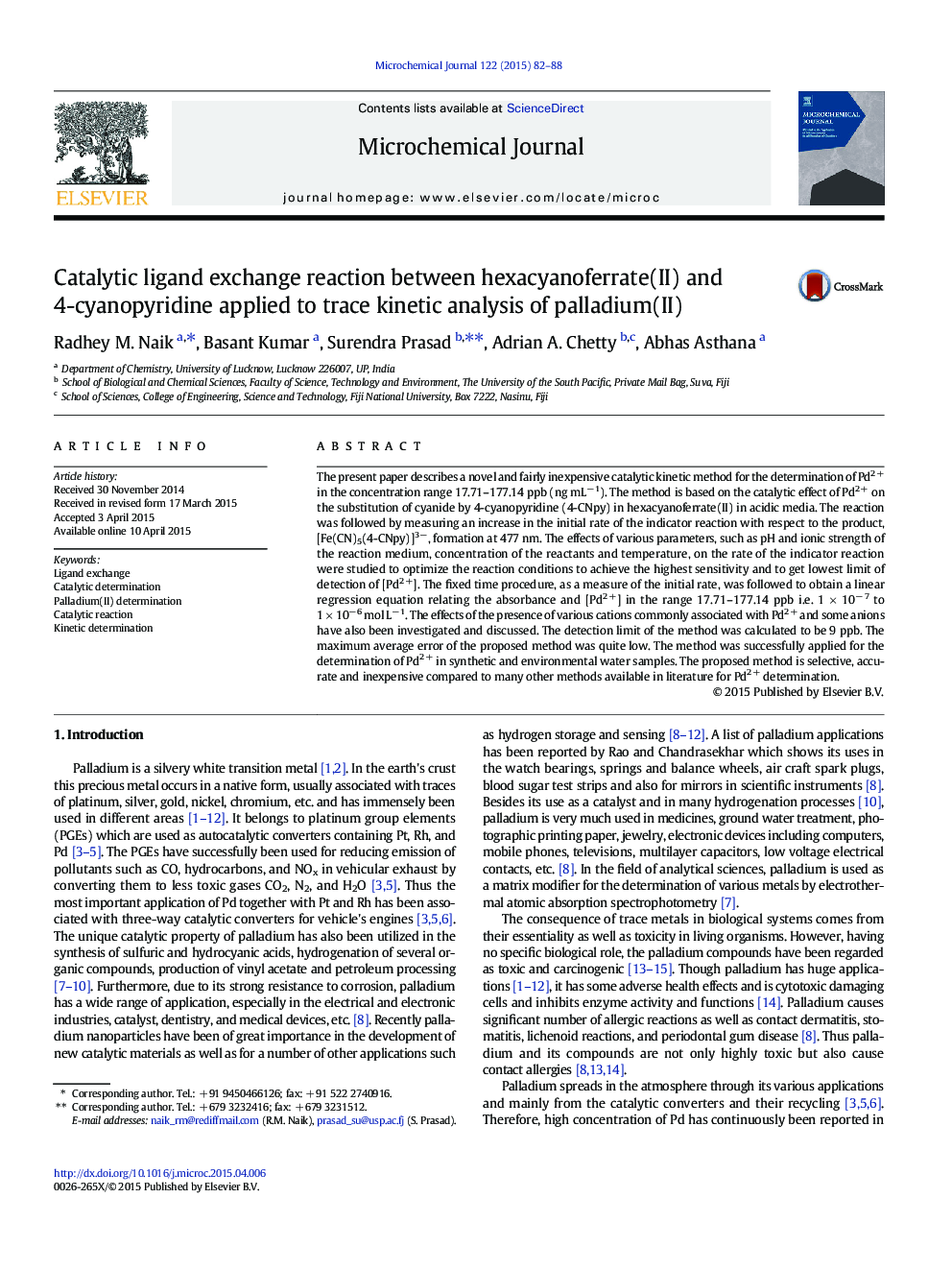 Catalytic ligand exchange reaction between hexacyanoferrate(II) and 4-cyanopyridine applied to trace kinetic analysis of palladium(II)