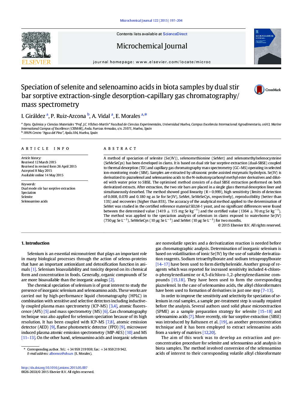 تعیین ایزوله های سلنیوم و سلنوئین آمین در نمونه های زیستی با استفاده از دو روش ترکیب سوربیتی - تک کروماتوگرافی / اسپیرومتری جرمی 