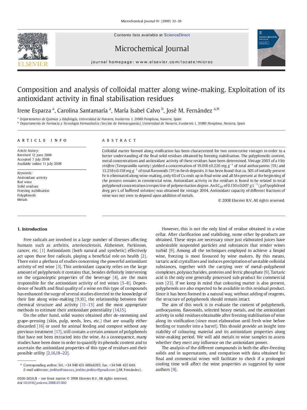 Composition and analysis of colloidal matter along wine-making. Exploitation of its antioxidant activity in final stabilisation residues