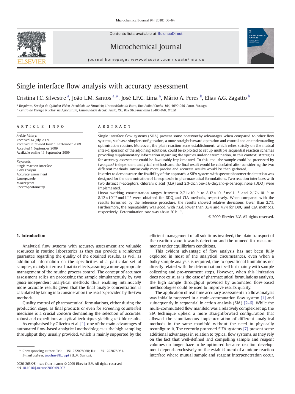 Single interface flow analysis with accuracy assessment