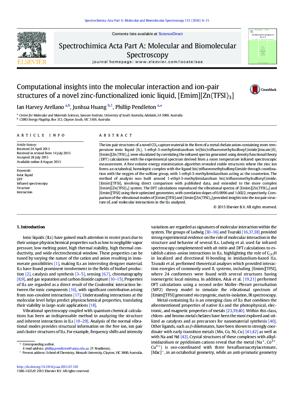 Computational insights into the molecular interaction and ion-pair structures of a novel zinc-functionalized ionic liquid, [Emim][Zn(TFSI)3]