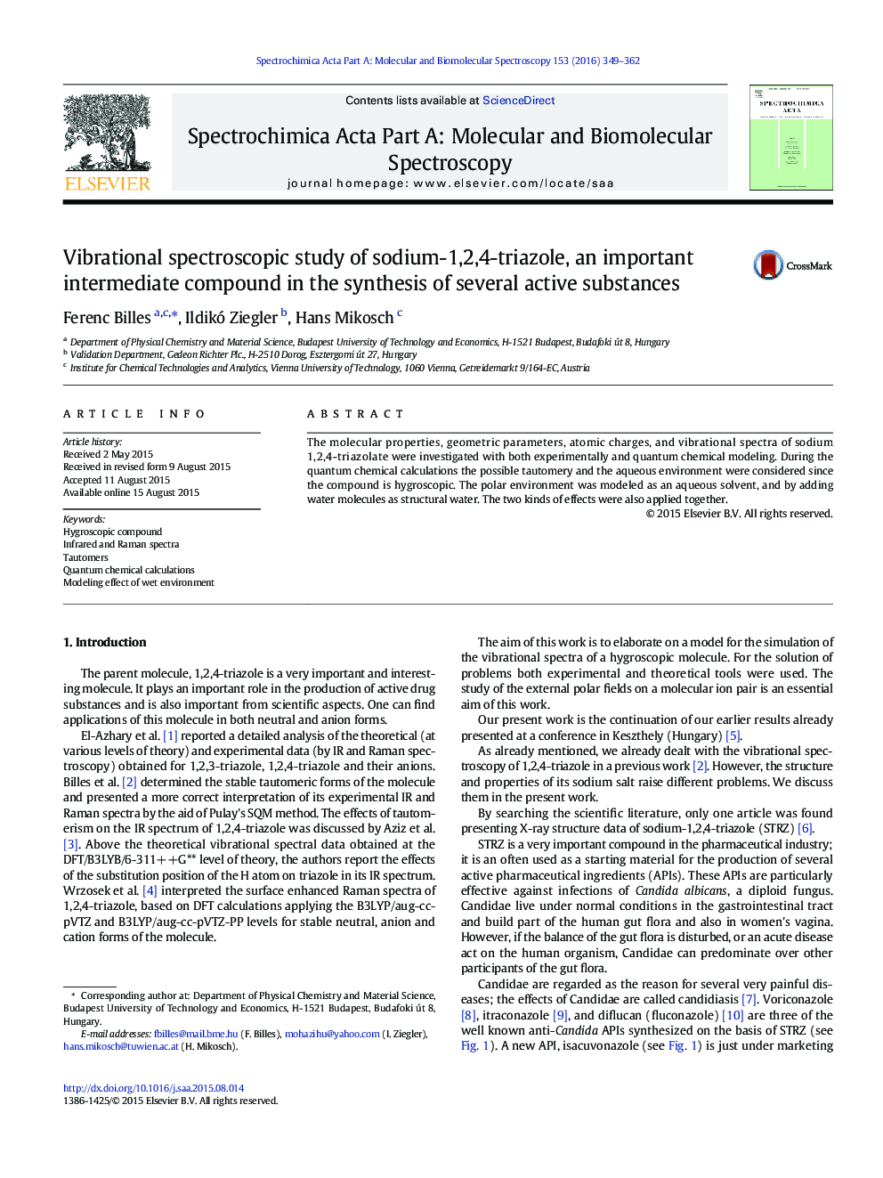 Vibrational spectroscopic study of sodium-1,2,4-triazole, an important intermediate compound in the synthesis of several active substances