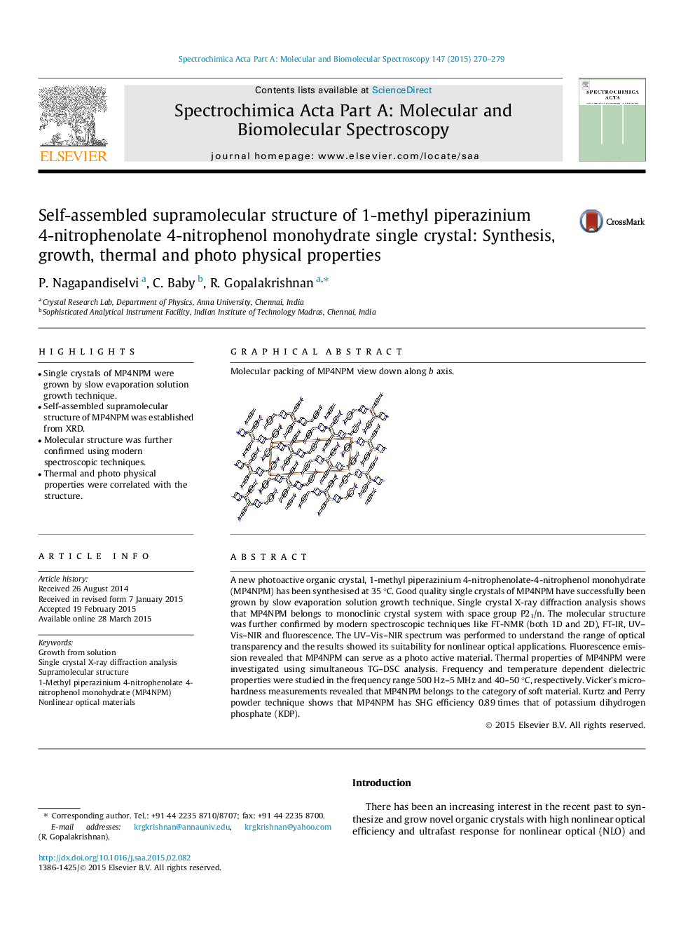 Self-assembled supramolecular structure of 1-methyl piperazinium 4-nitrophenolate 4-nitrophenol monohydrate single crystal: Synthesis, growth, thermal and photo physical properties