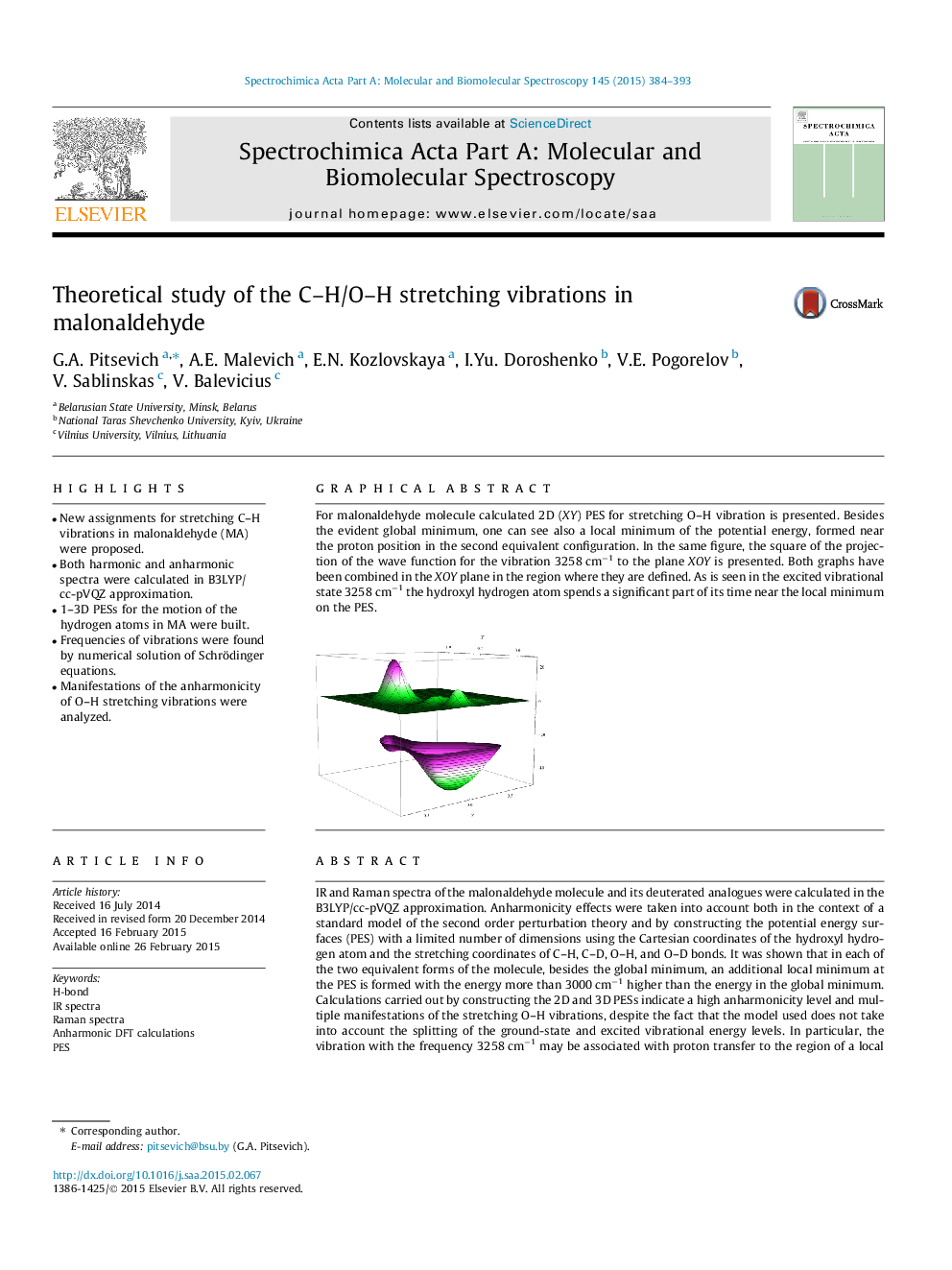 Theoretical study of the C–H/O–H stretching vibrations in malonaldehyde