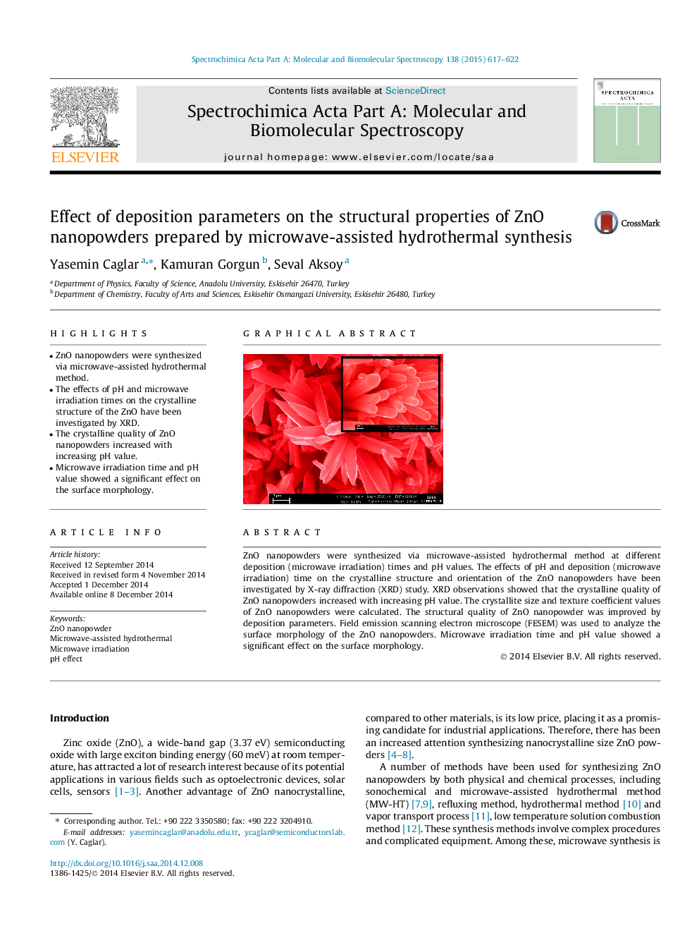 Effect of deposition parameters on the structural properties of ZnO nanopowders prepared by microwave-assisted hydrothermal synthesis