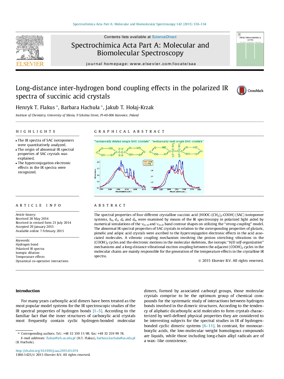 Long-distance inter-hydrogen bond coupling effects in the polarized IR spectra of succinic acid crystals