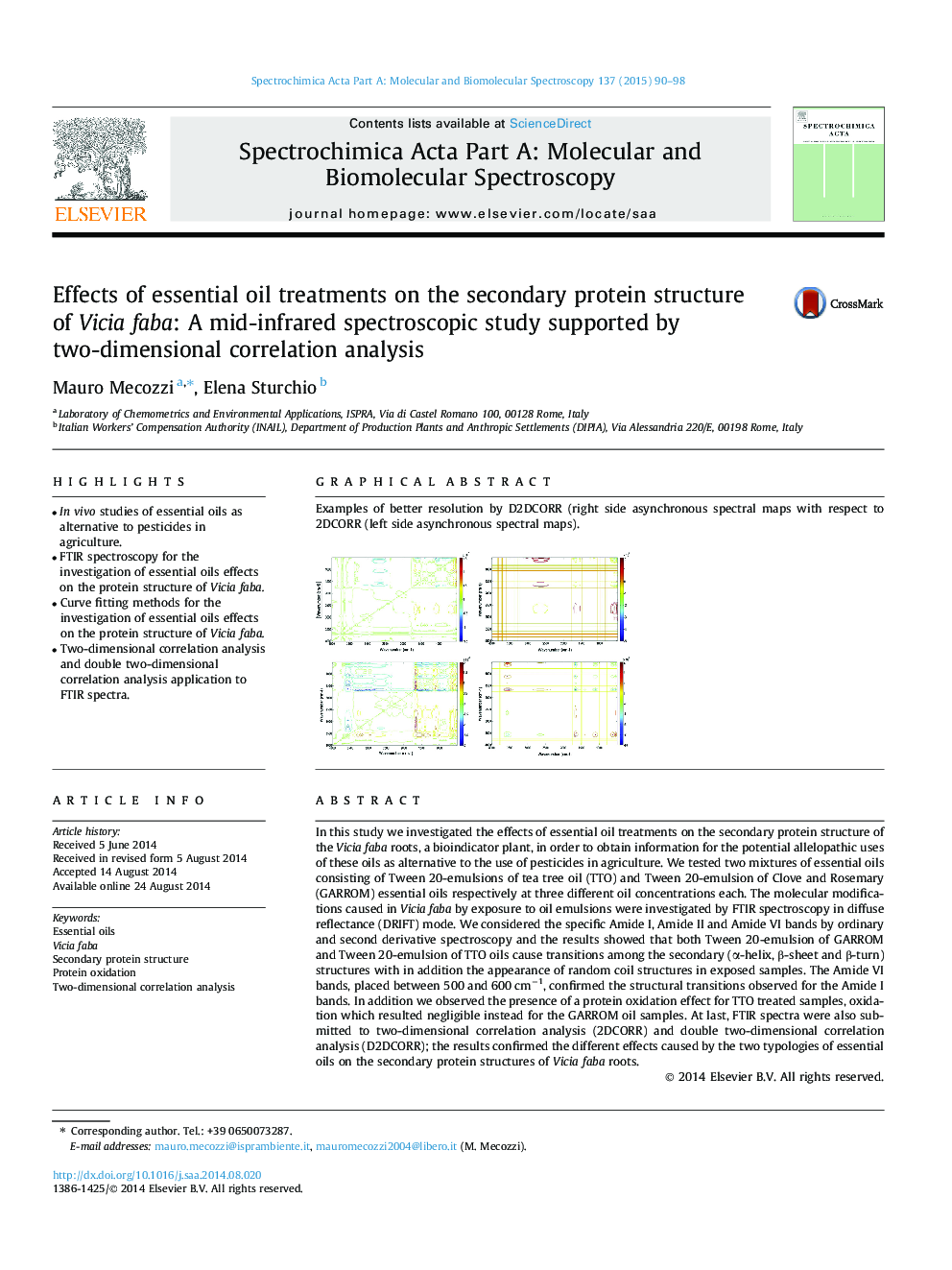 Effects of essential oil treatments on the secondary protein structure of Vicia faba: A mid-infrared spectroscopic study supported by two-dimensional correlation analysis