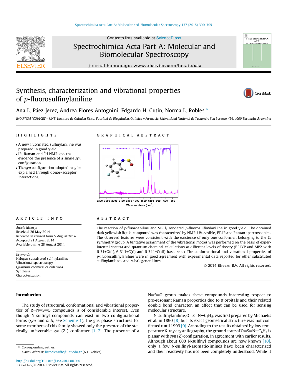 Synthesis, characterization and vibrational properties of p-fluorosulfinylaniline