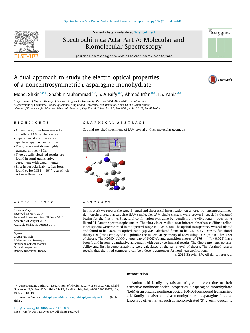 A dual approach to study the electro-optical properties of a noncentrosymmetric l-asparagine monohydrate