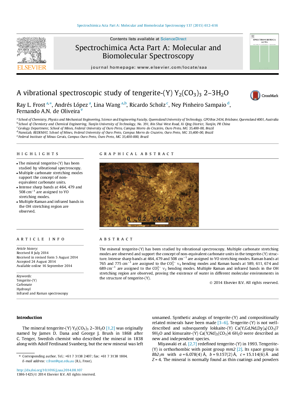 A vibrational spectroscopic study of tengerite-(Y) Y2(CO3)3 2–3H2O