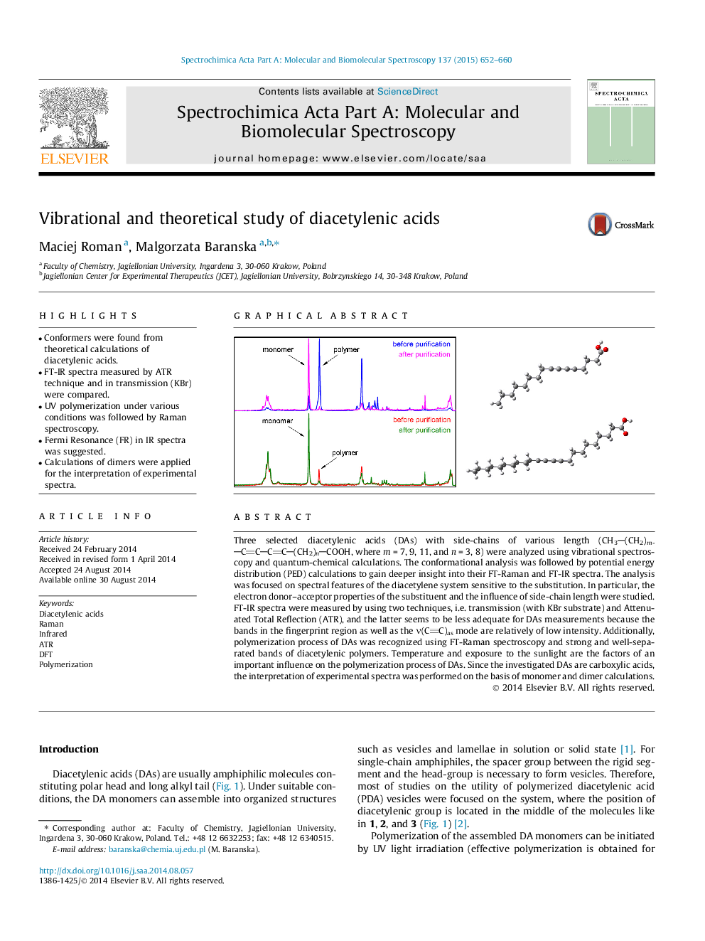 Vibrational and theoretical study of diacetylenic acids