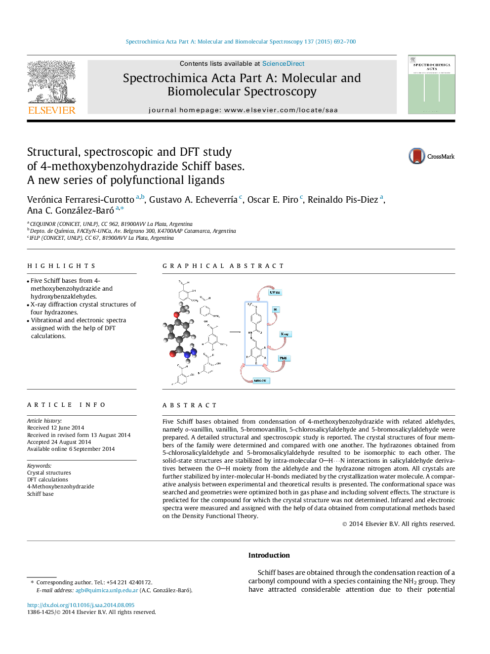 Structural, spectroscopic and DFT study of 4-methoxybenzohydrazide Schiff bases. A new series of polyfunctional ligands