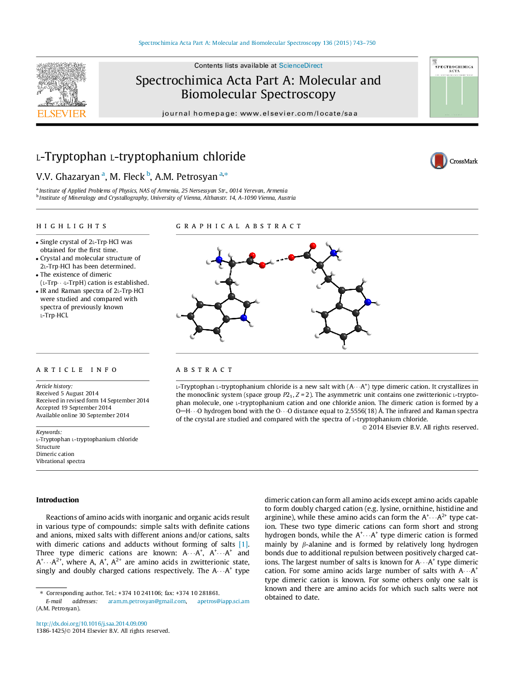 l-Tryptophan l-tryptophanium chloride