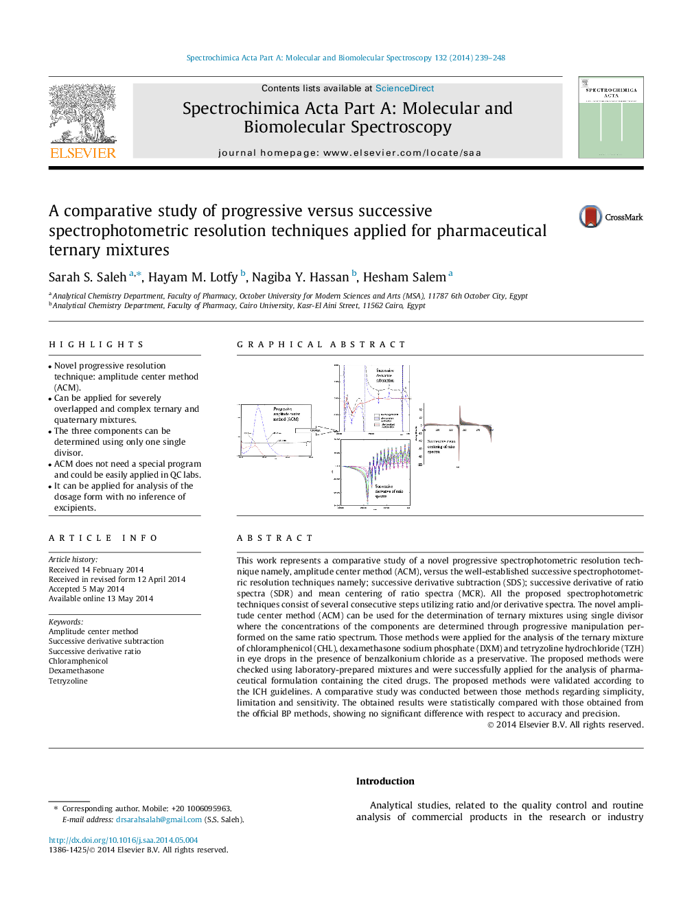 A comparative study of progressive versus successive spectrophotometric resolution techniques applied for pharmaceutical ternary mixtures