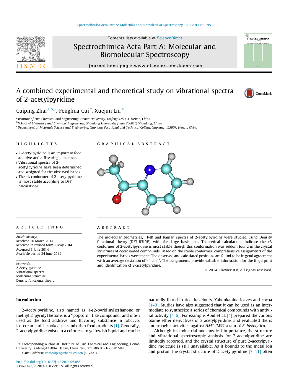 A combined experimental and theoretical study on vibrational spectra of 2-acetylpyridine