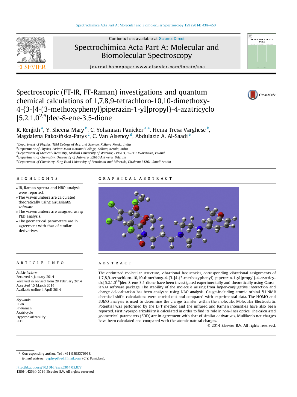 Spectroscopic (FT-IR, FT-Raman) investigations and quantum chemical calculations of 1,7,8,9-tetrachloro-10,10-dimethoxy-4-{3-[4-(3-methoxyphenyl)piperazin-1-yl]propyl}-4-azatricyclo[5.2.1.02,6]dec-8-ene-3,5-dione