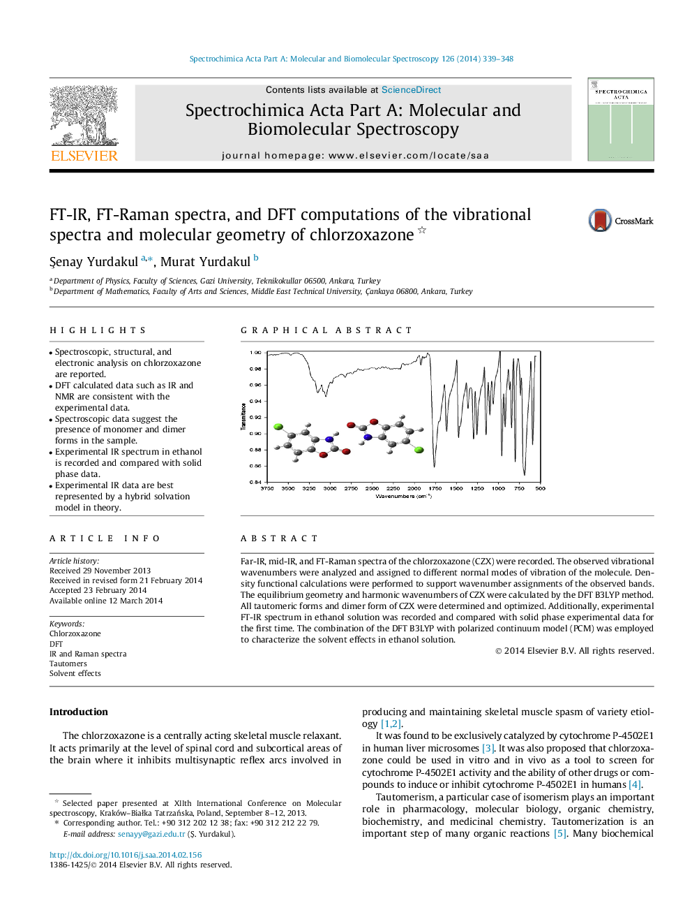 FT-IR, FT-Raman spectra, and DFT computations of the vibrational spectra and molecular geometry of chlorzoxazone 