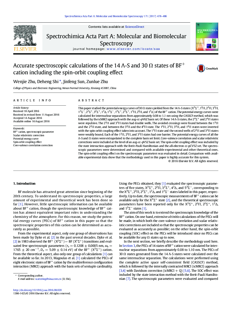 Accurate spectroscopic calculations of the 14Â Î-S and 30Â Î© states of BF+ cation including the spin-orbit coupling effect