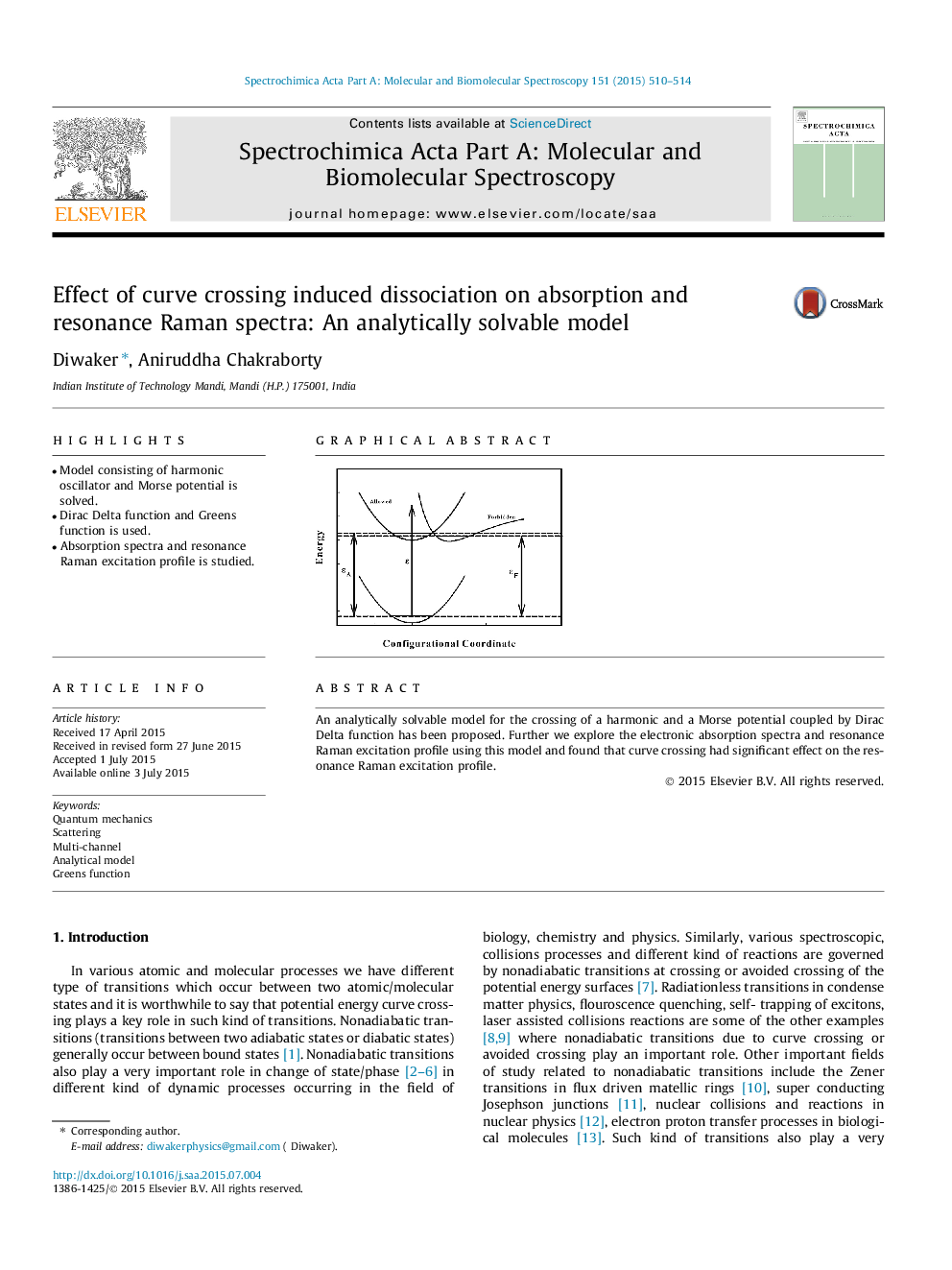 Effect of curve crossing induced dissociation on absorption and resonance Raman spectra: An analytically solvable model