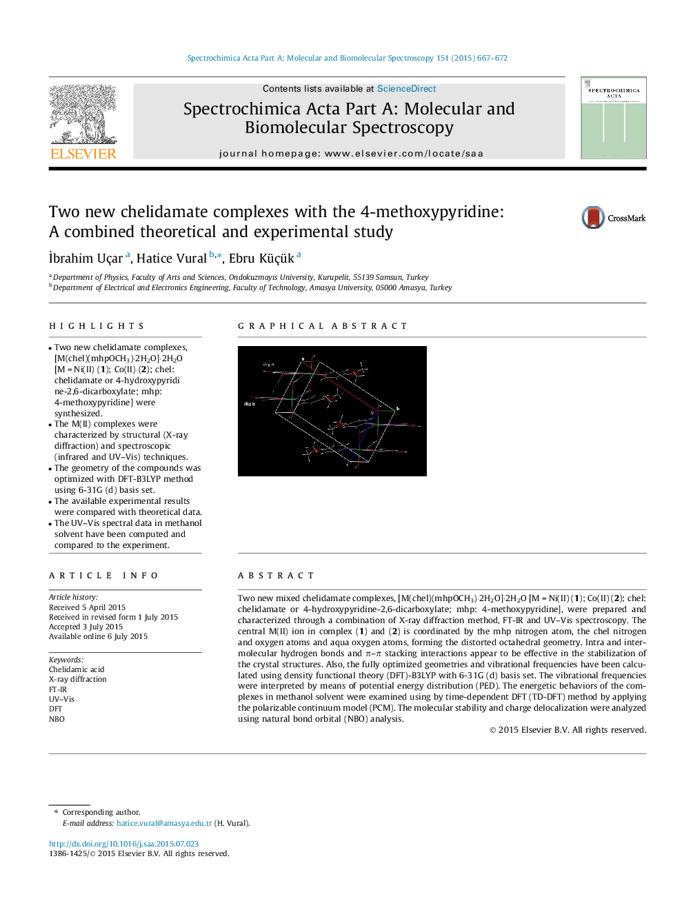 Two new chelidamate complexes with the 4-methoxypyridine: A combined theoretical and experimental study