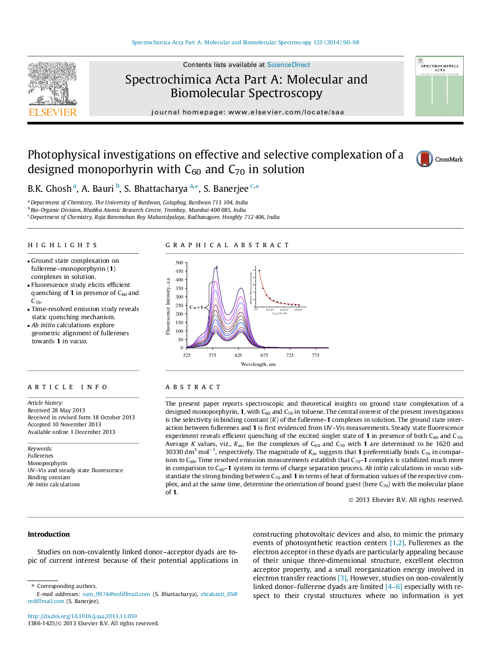 Photophysical investigations on effective and selective complexation of a designed monoporhyrin with C60 and C70 in solution