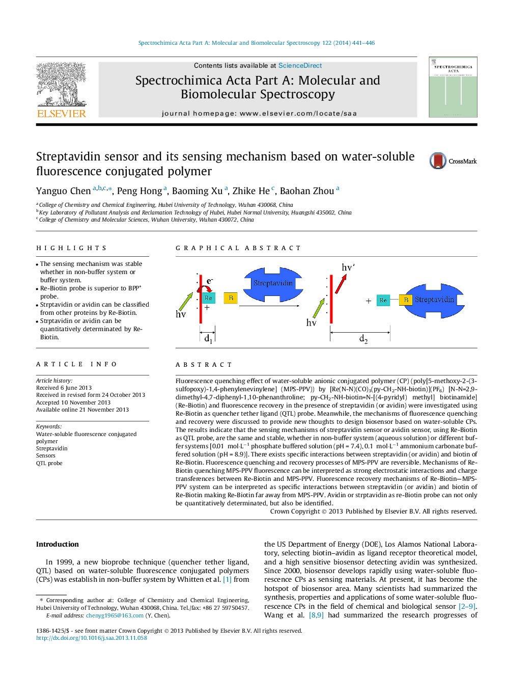 Streptavidin sensor and its sensing mechanism based on water-soluble fluorescence conjugated polymer