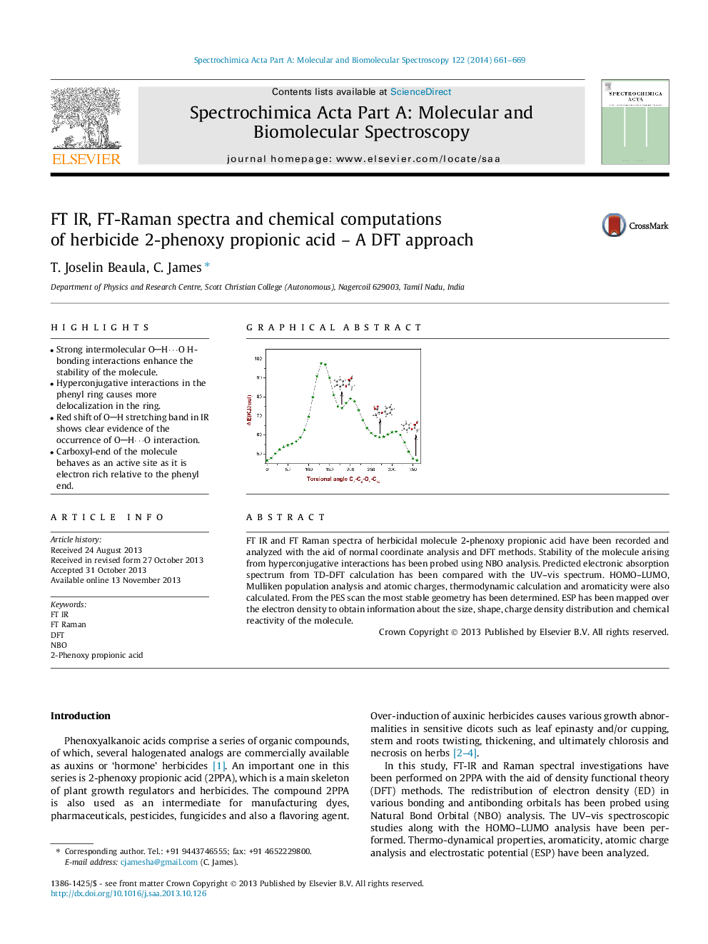 FT IR, FT-Raman spectra and chemical computations of herbicide 2-phenoxy propionic acid - A DFT approach