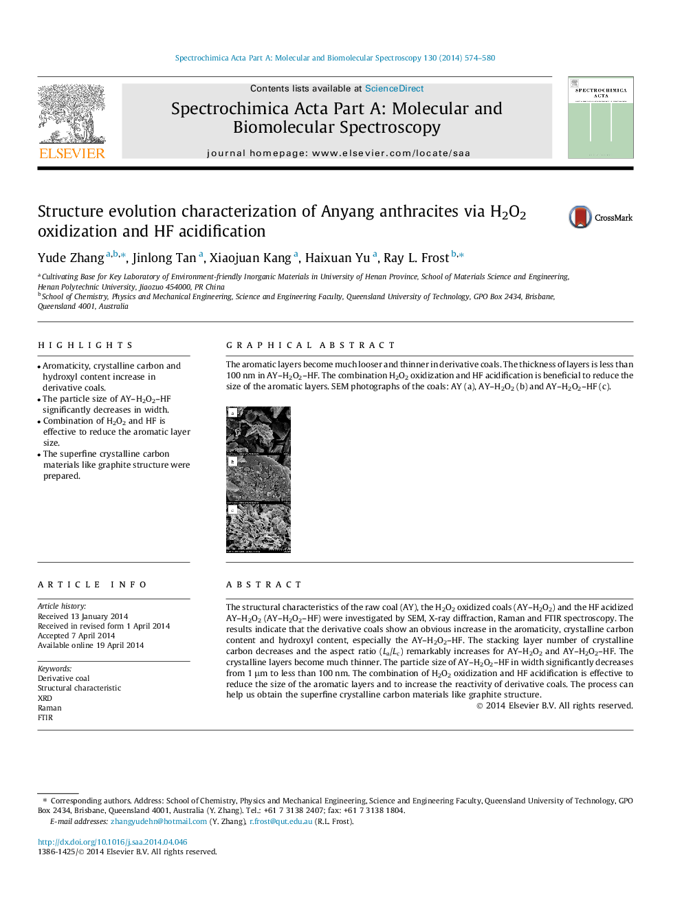 Structure evolution characterization of Anyang anthracites via H2O2 oxidization and HF acidification