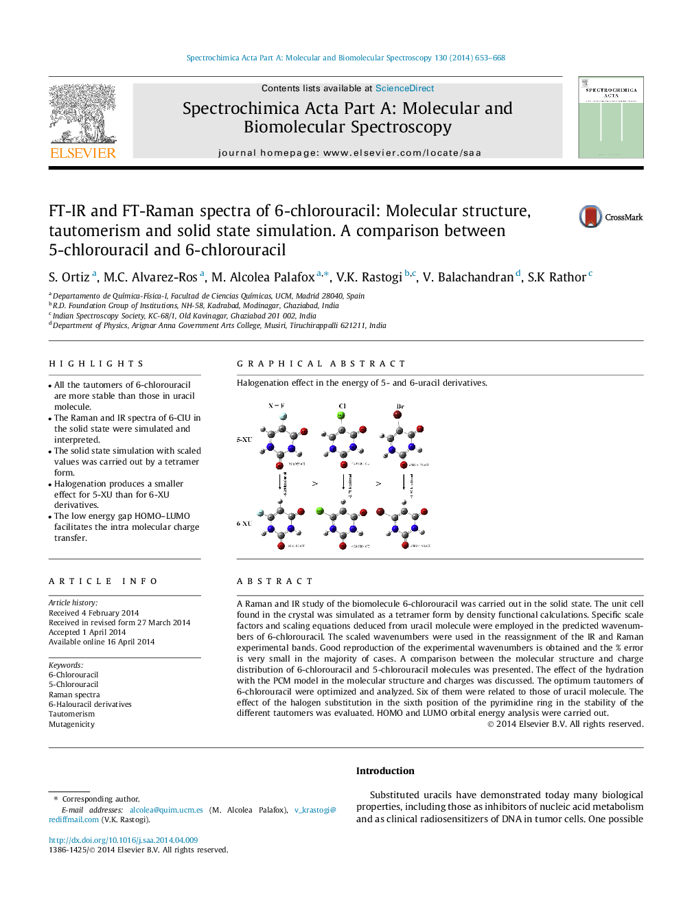 FT-IR and FT-Raman spectra of 6-chlorouracil: Molecular structure, tautomerism and solid state simulation. A comparison between 5-chlorouracil and 6-chlorouracil