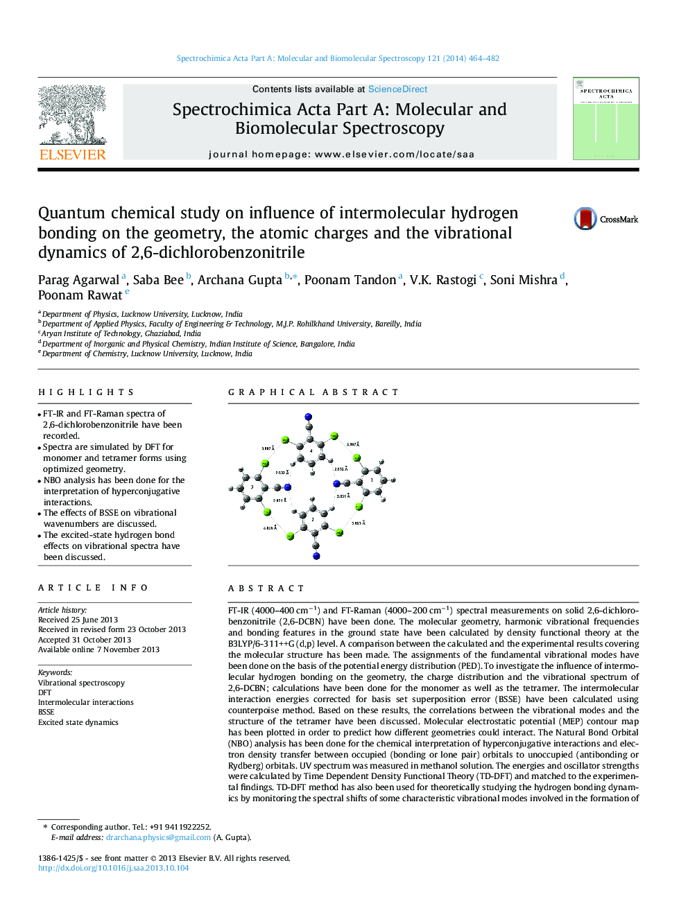 Quantum chemical study on influence of intermolecular hydrogen bonding on the geometry, the atomic charges and the vibrational dynamics of 2,6-dichlorobenzonitrile