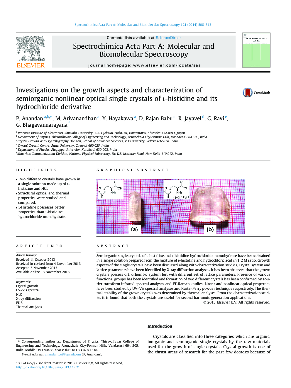 Investigations on the growth aspects and characterization of semiorganic nonlinear optical single crystals of l-histidine and its hydrochloride derivative