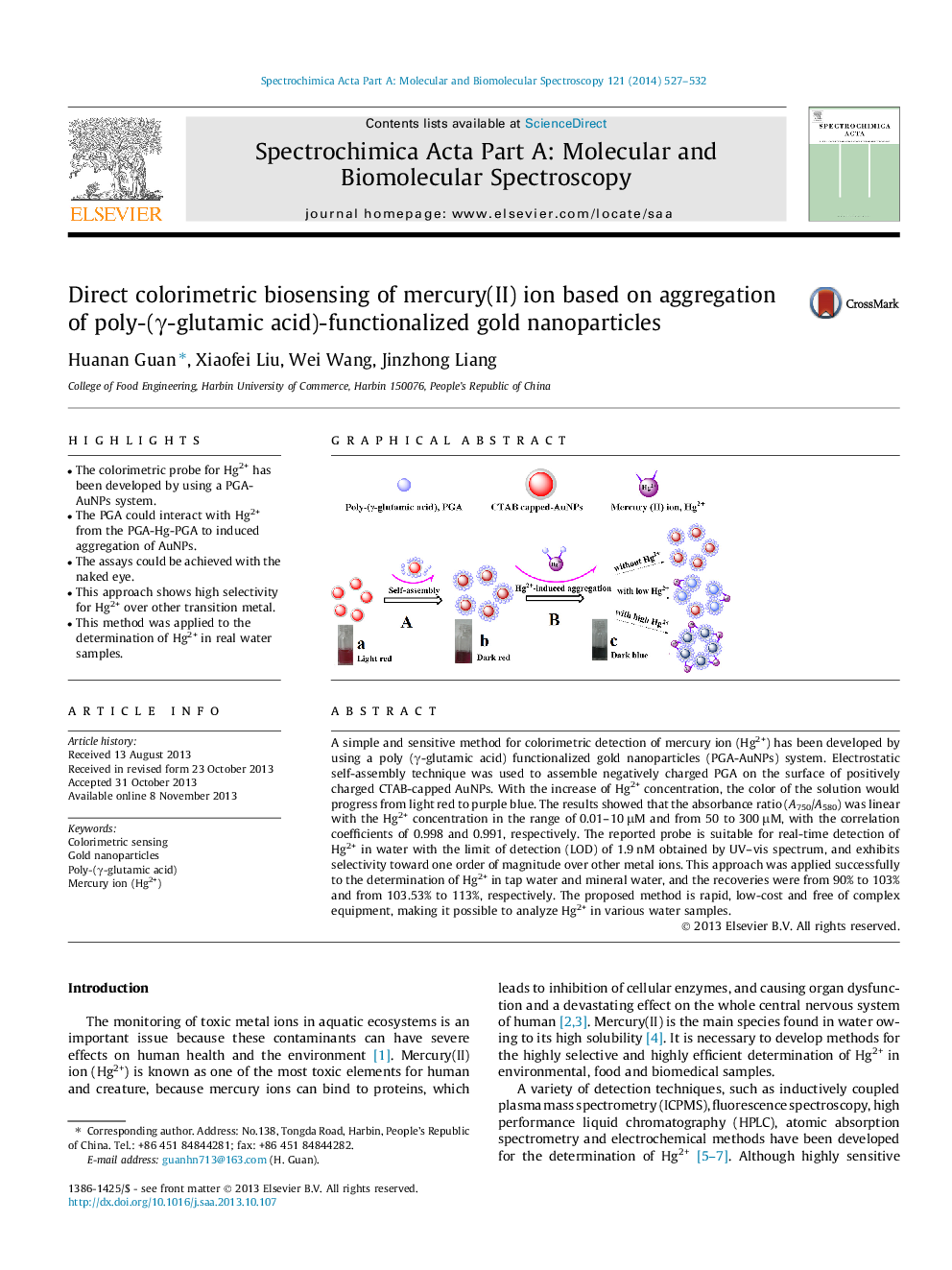 Direct colorimetric biosensing of mercury(II) ion based on aggregation of poly-(γ-glutamic acid)-functionalized gold nanoparticles