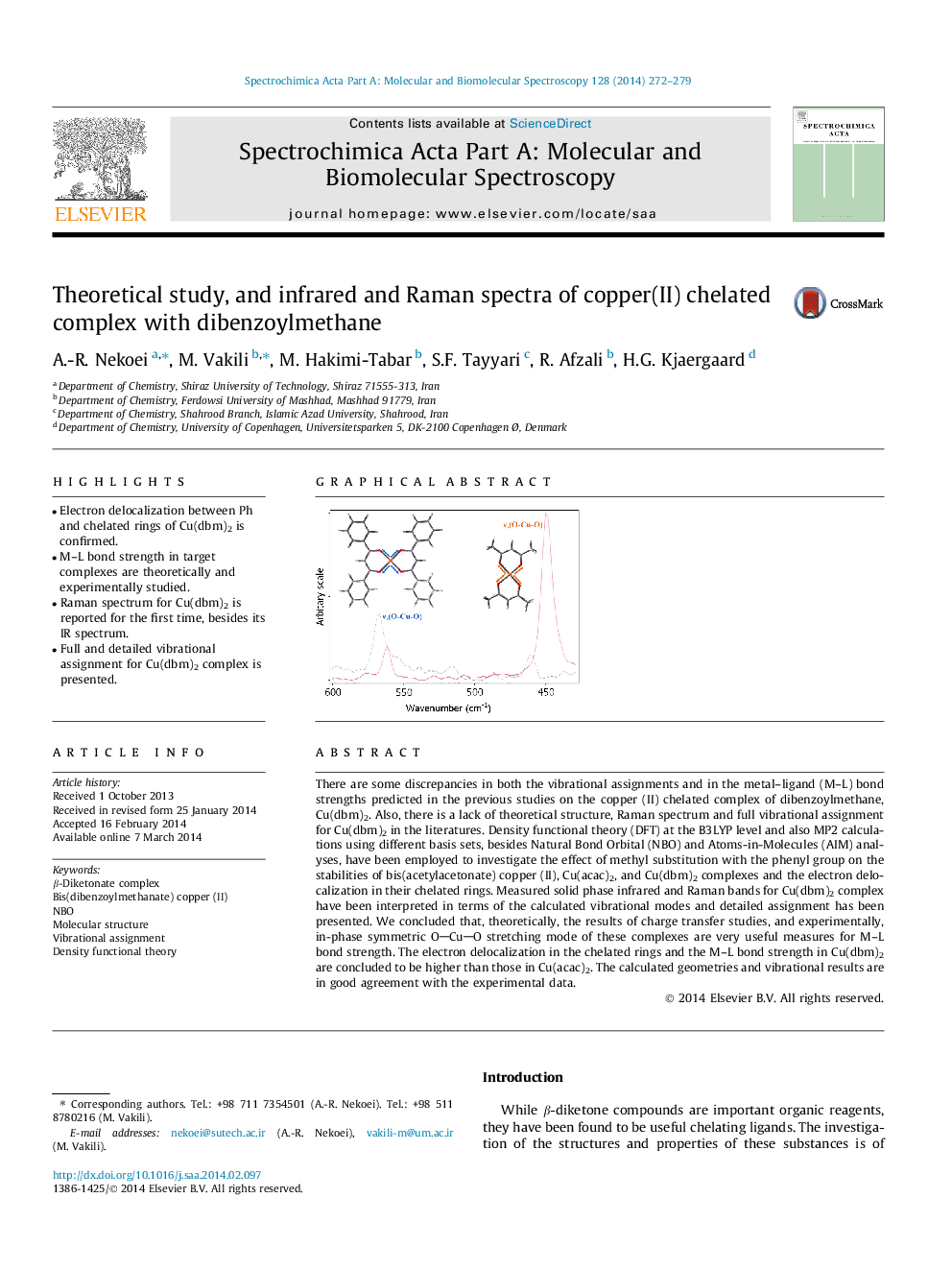 Theoretical study, and infrared and Raman spectra of copper(II) chelated complex with dibenzoylmethane