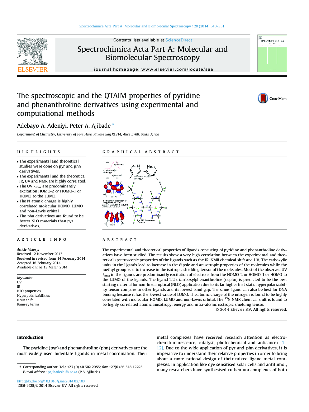 The spectroscopic and the QTAIM properties of pyridine and phenanthroline derivatives using experimental and computational methods