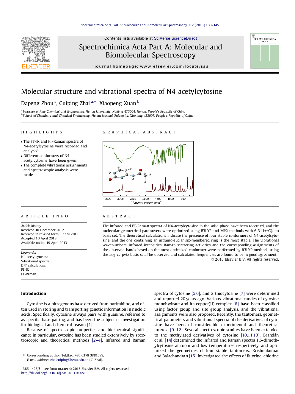 Molecular structure and vibrational spectra of N4-acetylcytosine