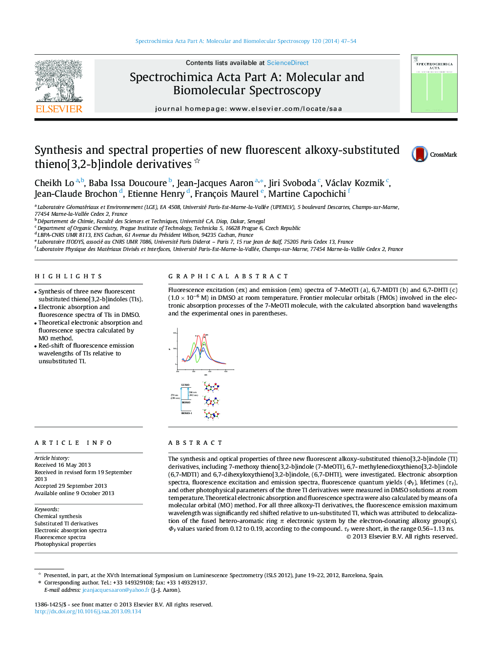 Synthesis and spectral properties of new fluorescent alkoxy-substituted thieno[3,2-b]indole derivatives 