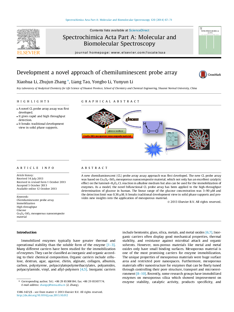 Development a novel approach of chemiluminescent probe array