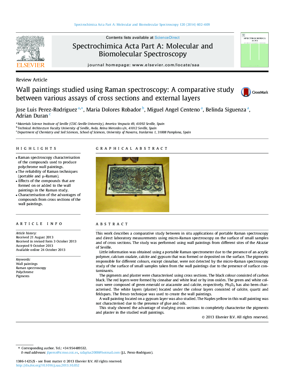 Wall paintings studied using Raman spectroscopy: A comparative study between various assays of cross sections and external layers