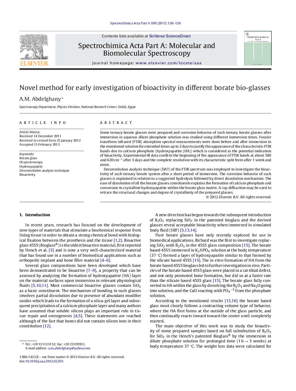 Novel method for early investigation of bioactivity in different borate bio-glasses