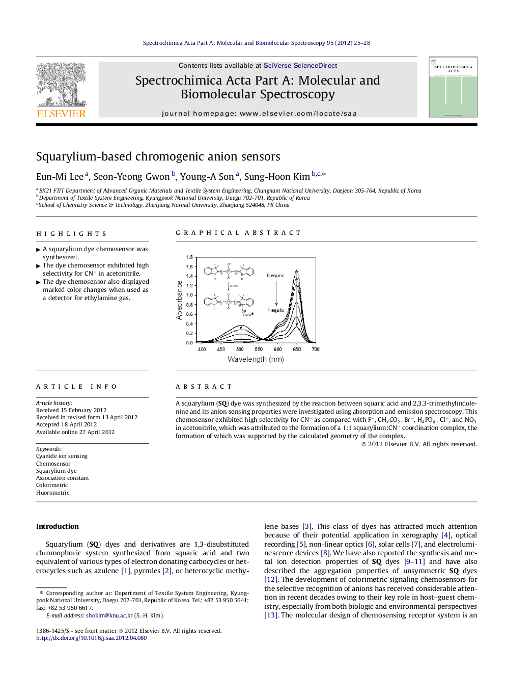 Squarylium-based chromogenic anion sensors