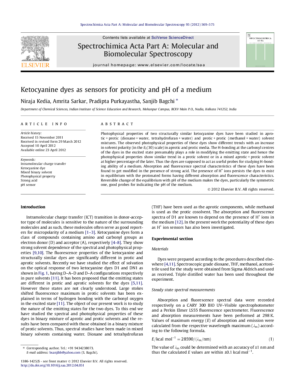 Ketocyanine dyes as sensors for proticity and pH of a medium