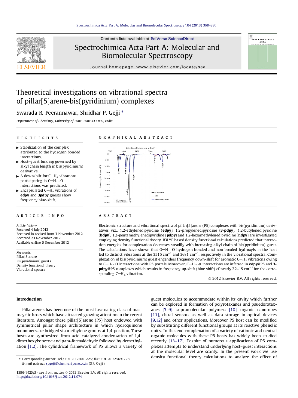 Theoretical investigations on vibrational spectra of pillar[5]arene-bis(pyridinium) complexes