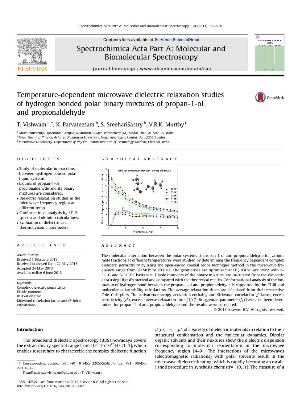 Temperature-dependent microwave dielectric relaxation studies of hydrogen bonded polar binary mixtures of propan-1-ol and propionaldehyde