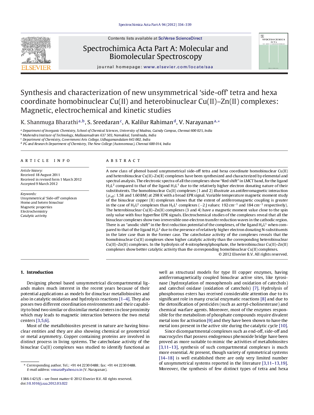 Synthesis and characterization of new unsymmetrical ‘side-off’ tetra and hexa coordinate homobinuclear Cu(II) and heterobinuclear Cu(II)–Zn(II) complexes: Magnetic, electrochemical and kinetic studies