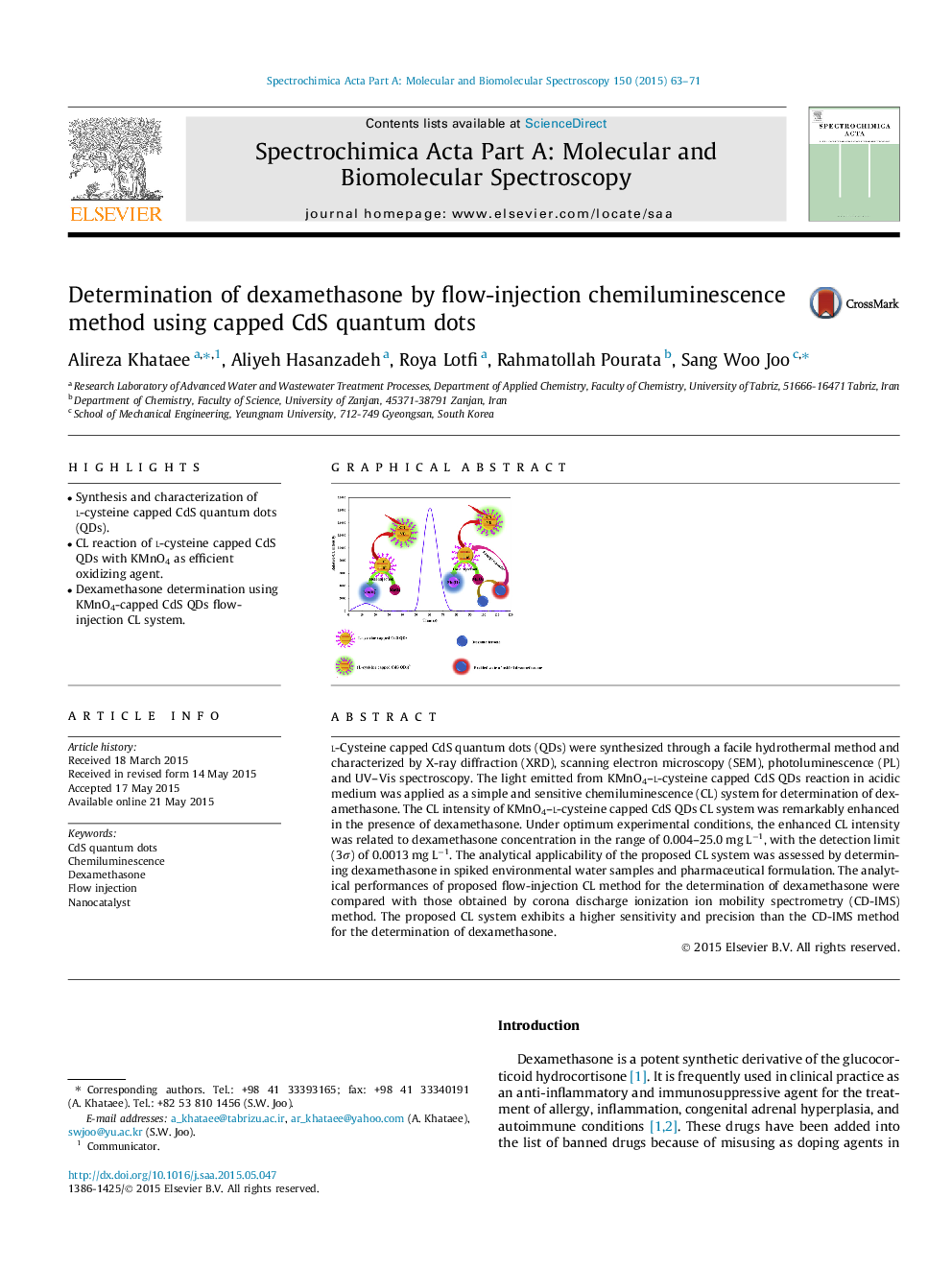 Determination of dexamethasone by flow-injection chemiluminescence method using capped CdS quantum dots