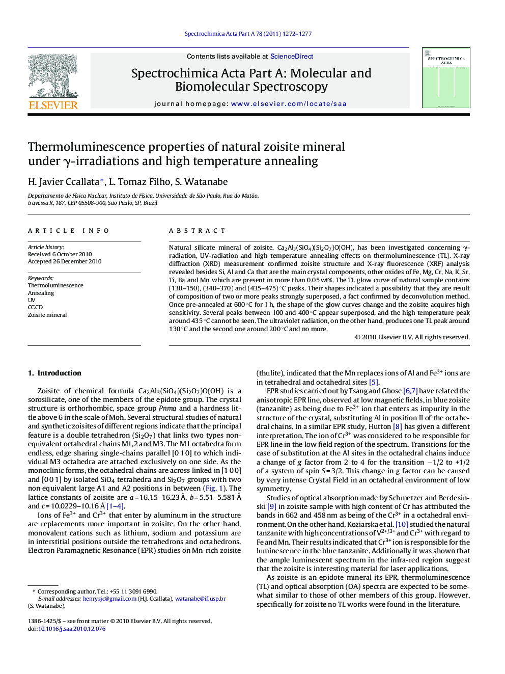 Thermoluminescence properties of natural zoisite mineral under γ-irradiations and high temperature annealing