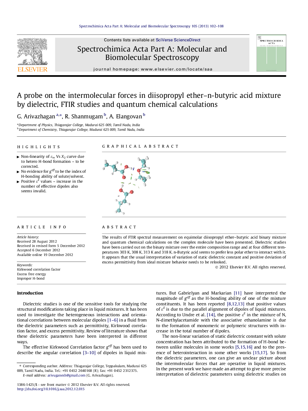 A probe on the intermolecular forces in diisopropyl ether-n-butyric acid mixture by dielectric, FTIR studies and quantum chemical calculations