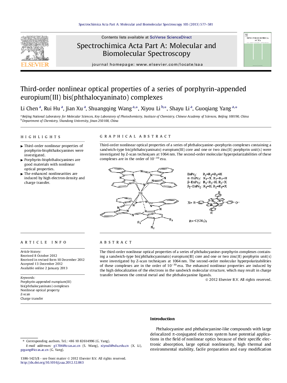 Third-order nonlinear optical properties of a series of porphyrin-appended europium(III) bis(phthalocyaninato) complexes