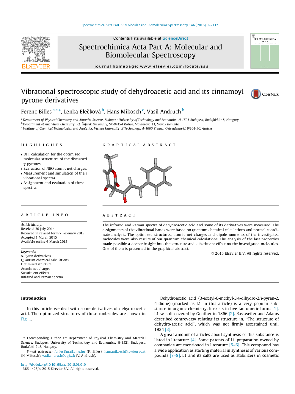 Vibrational spectroscopic study of dehydroacetic acid and its cinnamoyl pyrone derivatives