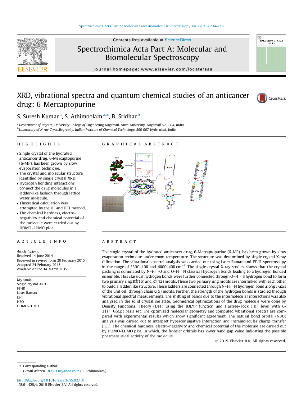 XRD, vibrational spectra and quantum chemical studies of an anticancer drug: 6-Mercaptopurine